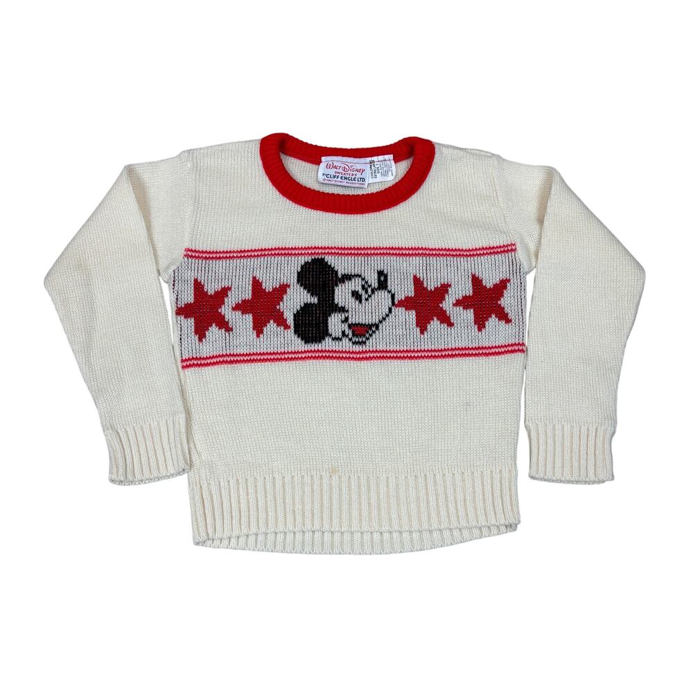 Vintage Walt Disney Cliff Engle Mickey Mouse Stars Sweater Kid's 7